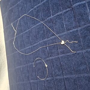 Sterling Silver Necklace and Bangle, both with stones in a heart shape